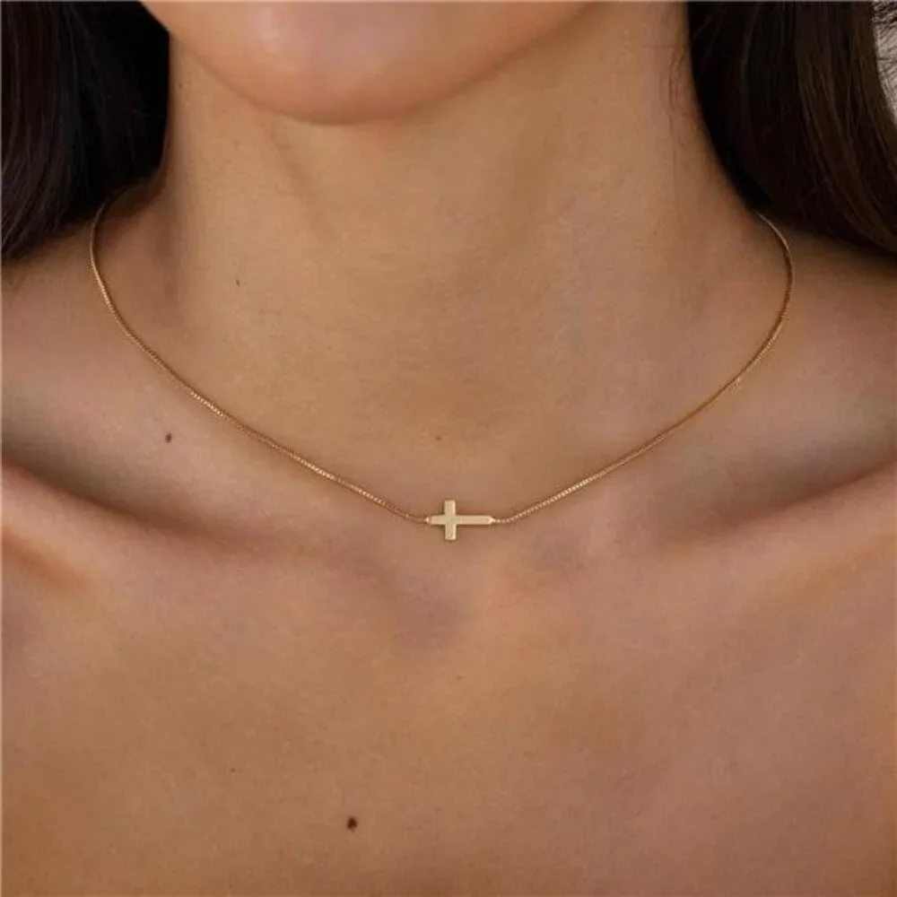 Cross Necklace for Women 14K Real Gold Silver Plated Dainty Small Cross Pendant